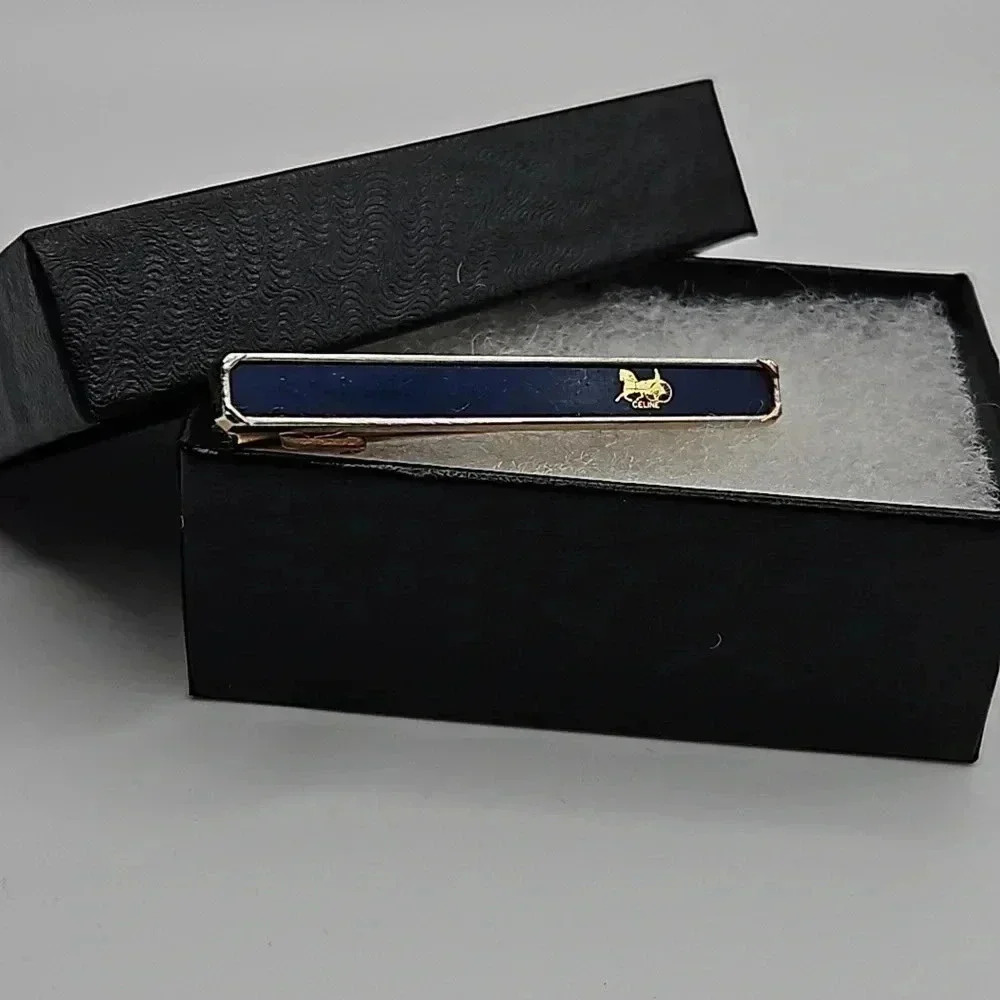 Celine Gold and Blue Tone Tie Clip